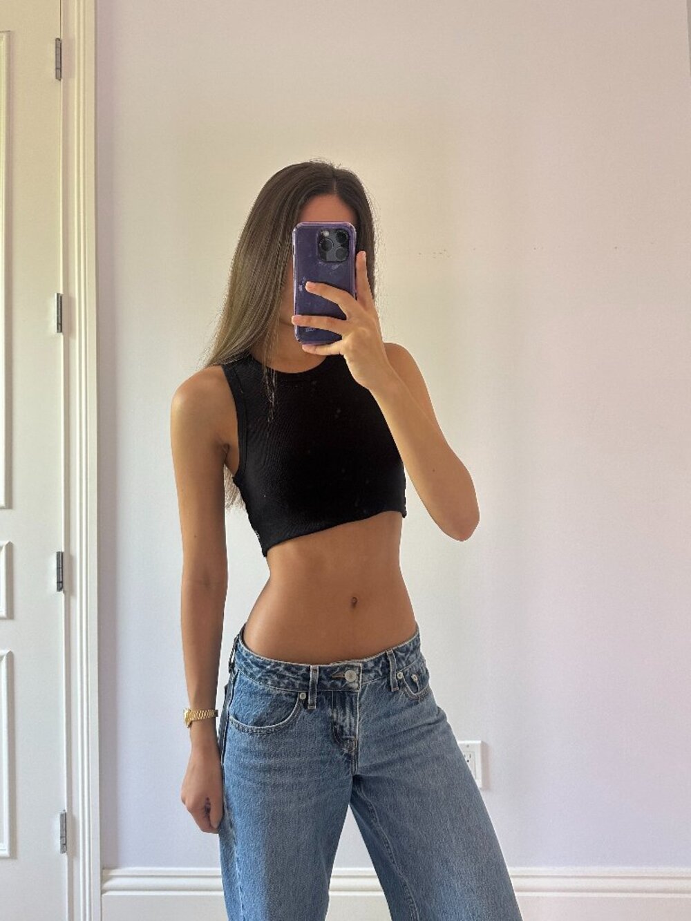 Aritzia TNA Black Cropped Tank